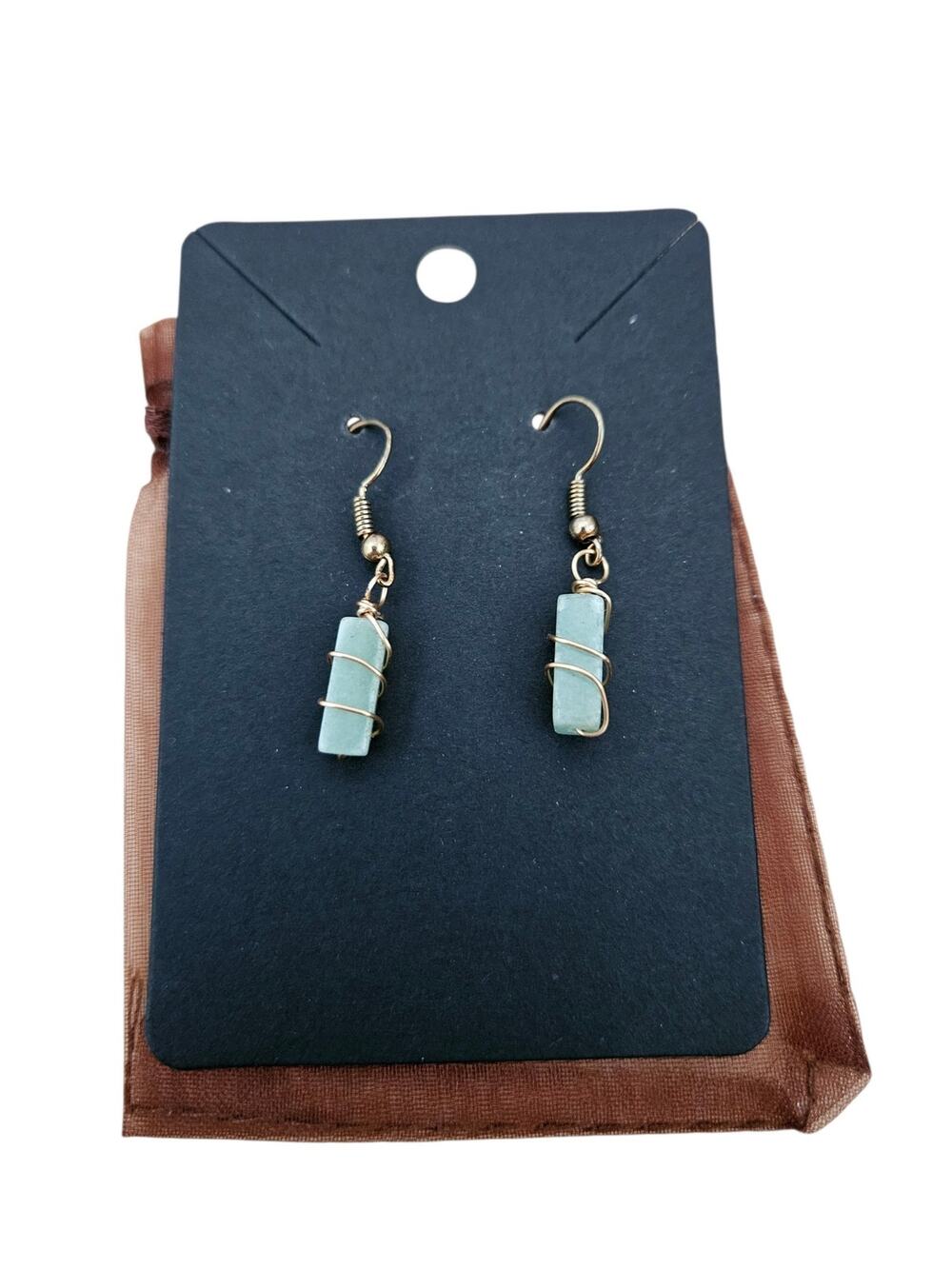 NWOT Aquamarine Stone Earrings With Gold Hook